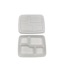 Disposable Rectangle Bagasse 4 Compartment Food Tray