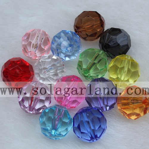 Wholesale 32 Facted Acrylic Crystal Loose Spacer Beads Charms COLORS PICK