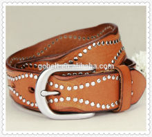 Fashion design genuine leather women studded belt
