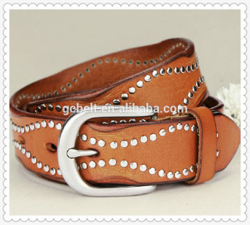 Fashion design genuine leather women studded belt