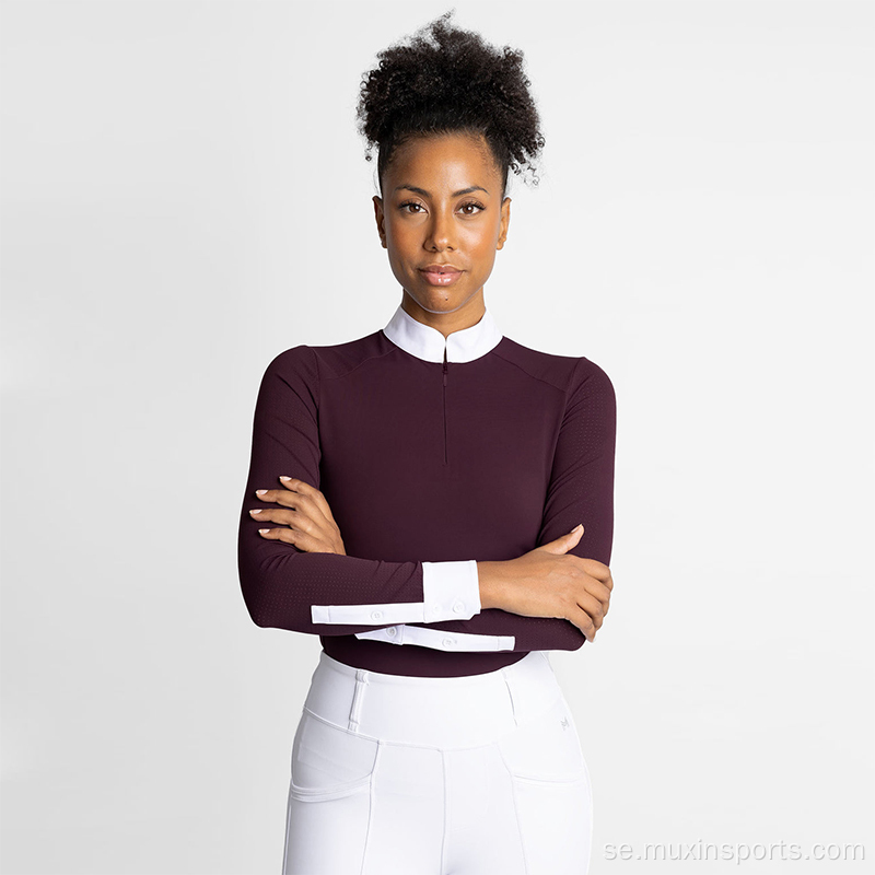 Mesh Breattable Women Equestrian Show Shirts Tops