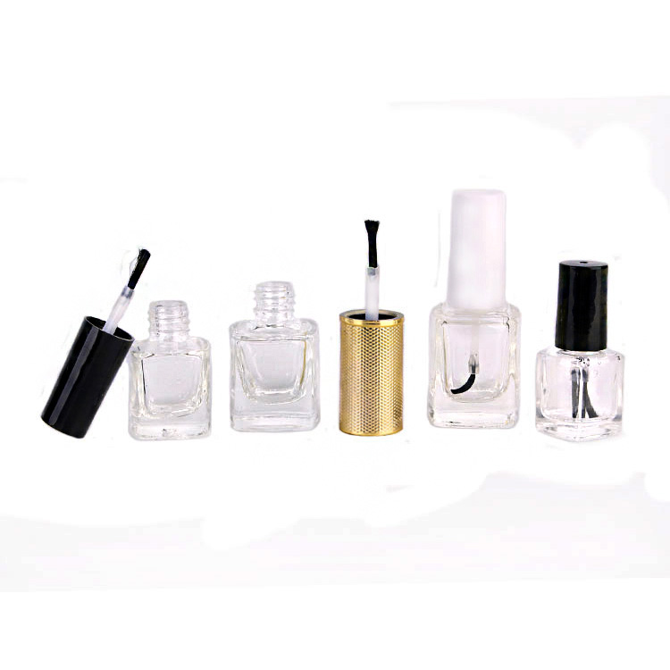 5ml Square shape glass nail polish bottle with black cap