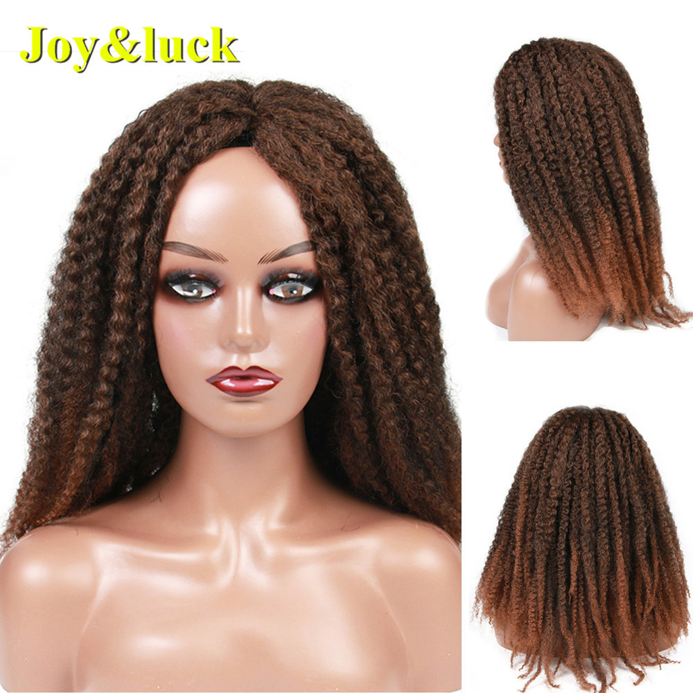 Long Afro Kinky Curly  Crochet Braids Wigs  Sythetic Wigs Middle Part Ombre Color Hair Wigs  Cosplay or Daily Use Hair Style
