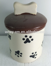 Small size design ceramic pet food storage box with lid