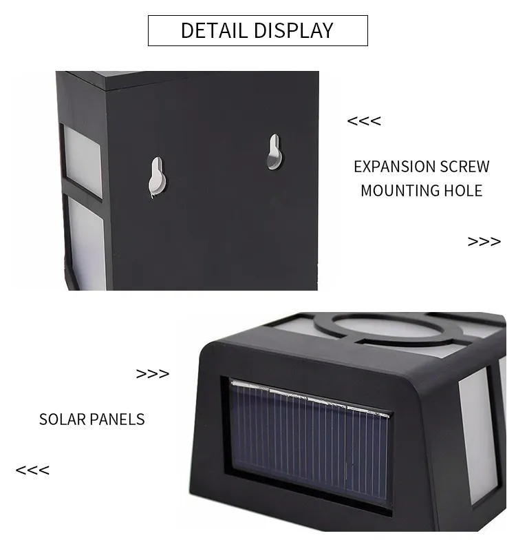 Elegant Modern Black Dual LED Solar Outdoor Wall Light