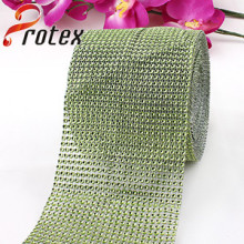 Plastic Rhinestone Looking Trimming, Green Colour, 24 Rows