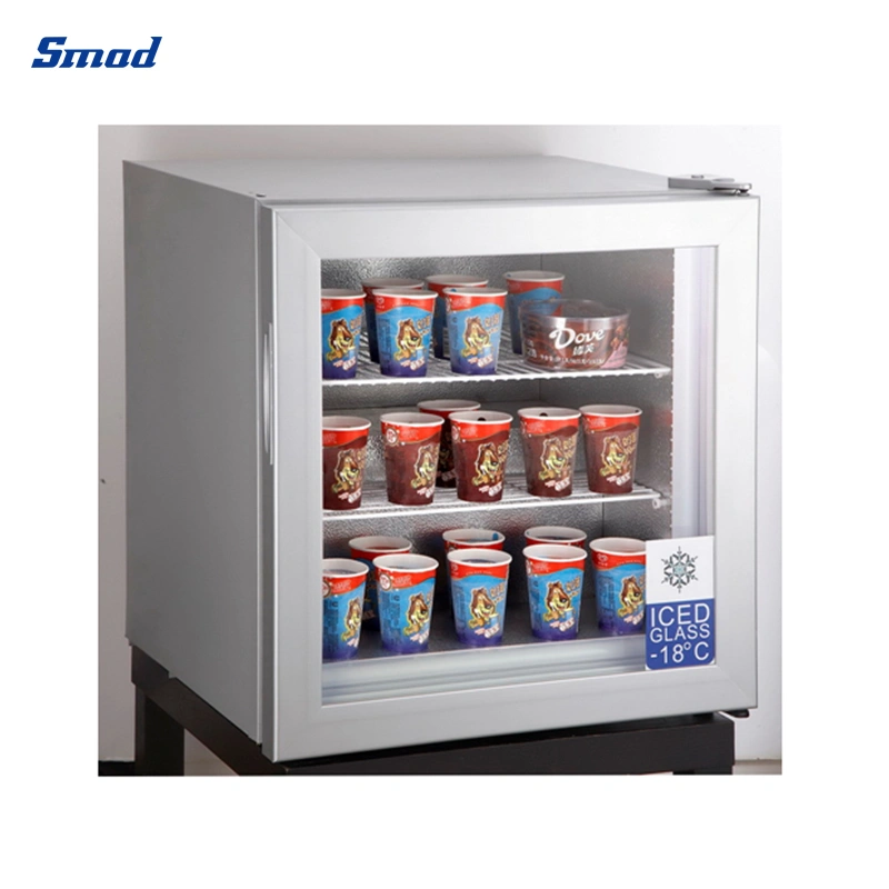 Small Upright Glass Door Ice Cream Display Showcase Freezer