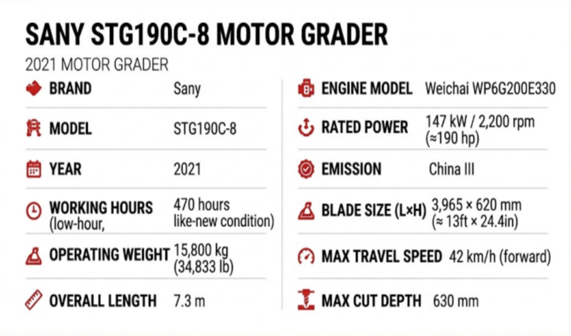 2021 SANY 190C-8 2021 SANY 190C-8