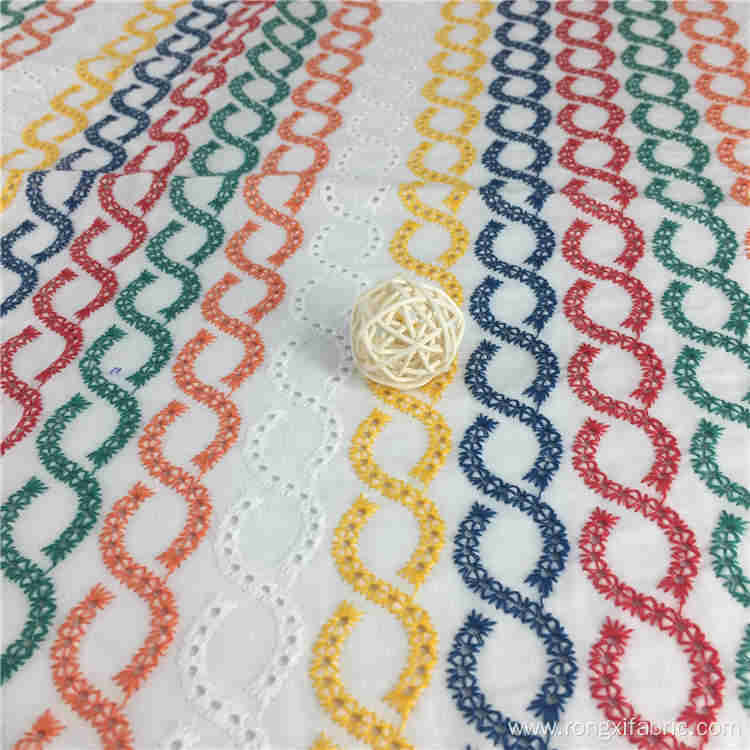 embroidered quality multi color embroidery fabric cotton