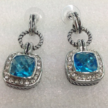 Renaissance Earrings Blule Topaz Crystal Brand Jewelry