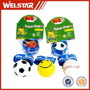 Eco-Friendly Rubber Wrist Ball Bungee Ball Head Card Packing for promotion