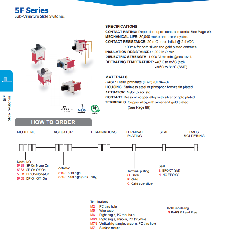 micro Slide Switches