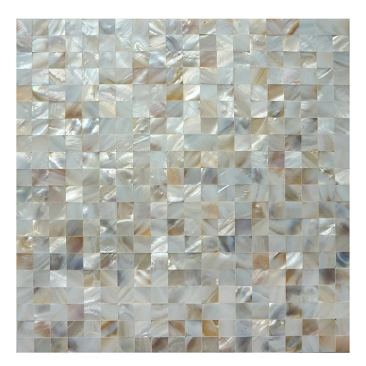 Glossy Bathroom Wall Decor Pieces Shell Mosaic Tiles on Mesh