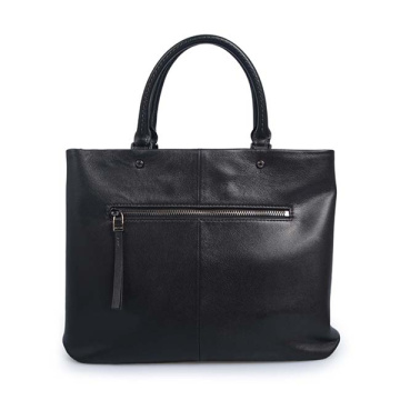 Double handle women's bag Black Leather Tote