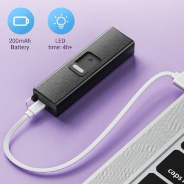 Portable USB Rechargeable Windproof Lighter with Flashlight