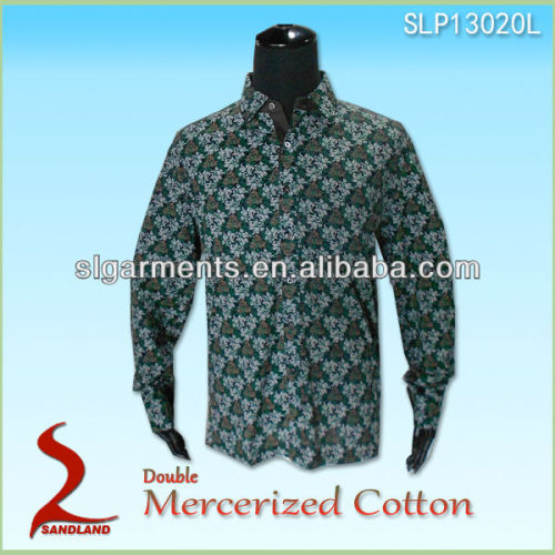 Custom100%cotton floral print mens shirts double mercerized clothing 2015 fashion gents fashion shirts