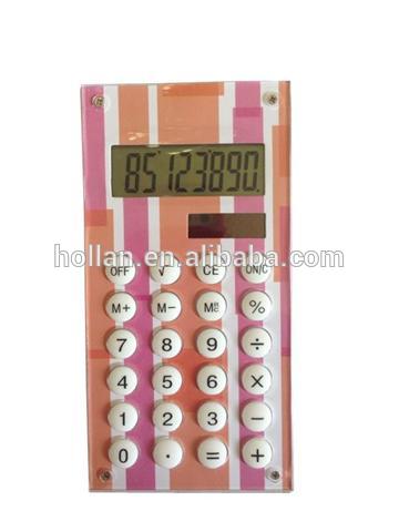 colorful acrylic calculator with dual power