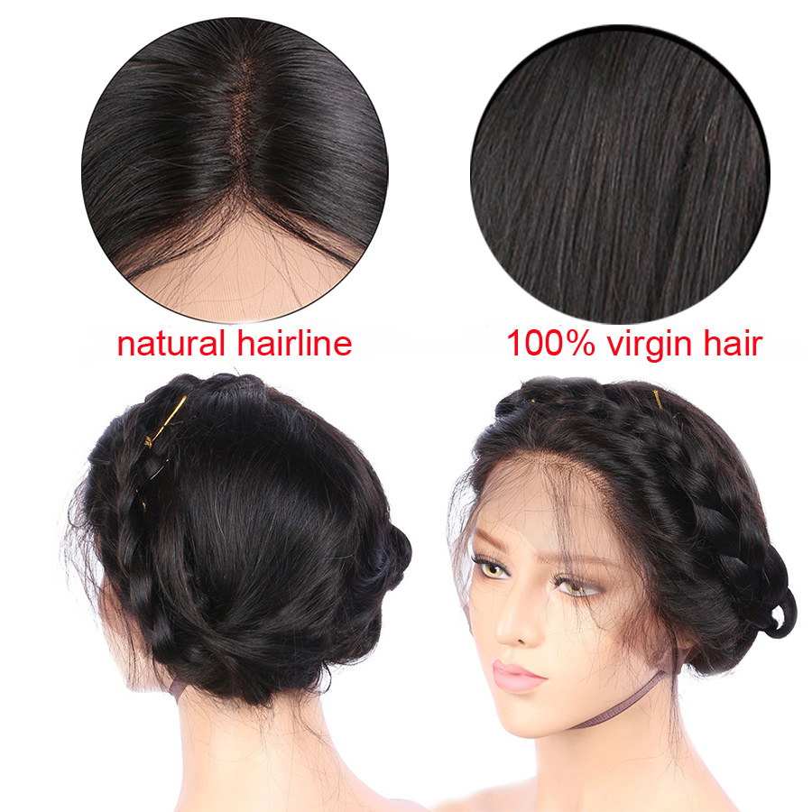 Lsy Wholesale Factory Price Peruvian Human Hair Wigs For Females Long Straight Lace  Full Wig Natural High Ponytail Customized