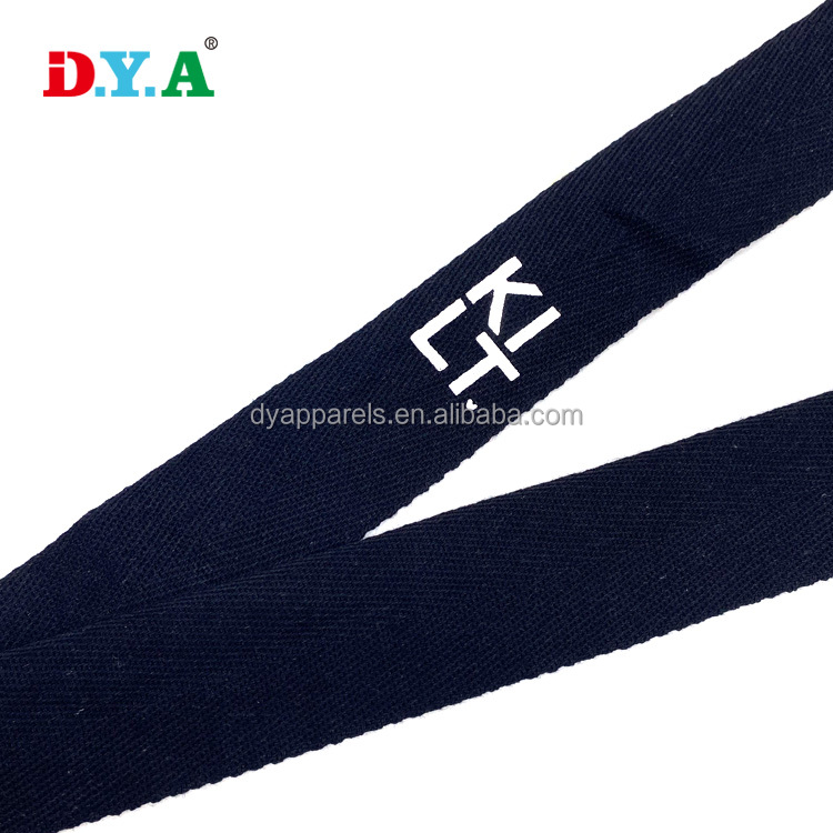Customize eco-friendly herringbone cotton tape 3.8 cm logo printed cotton twill herringbone webbing tape