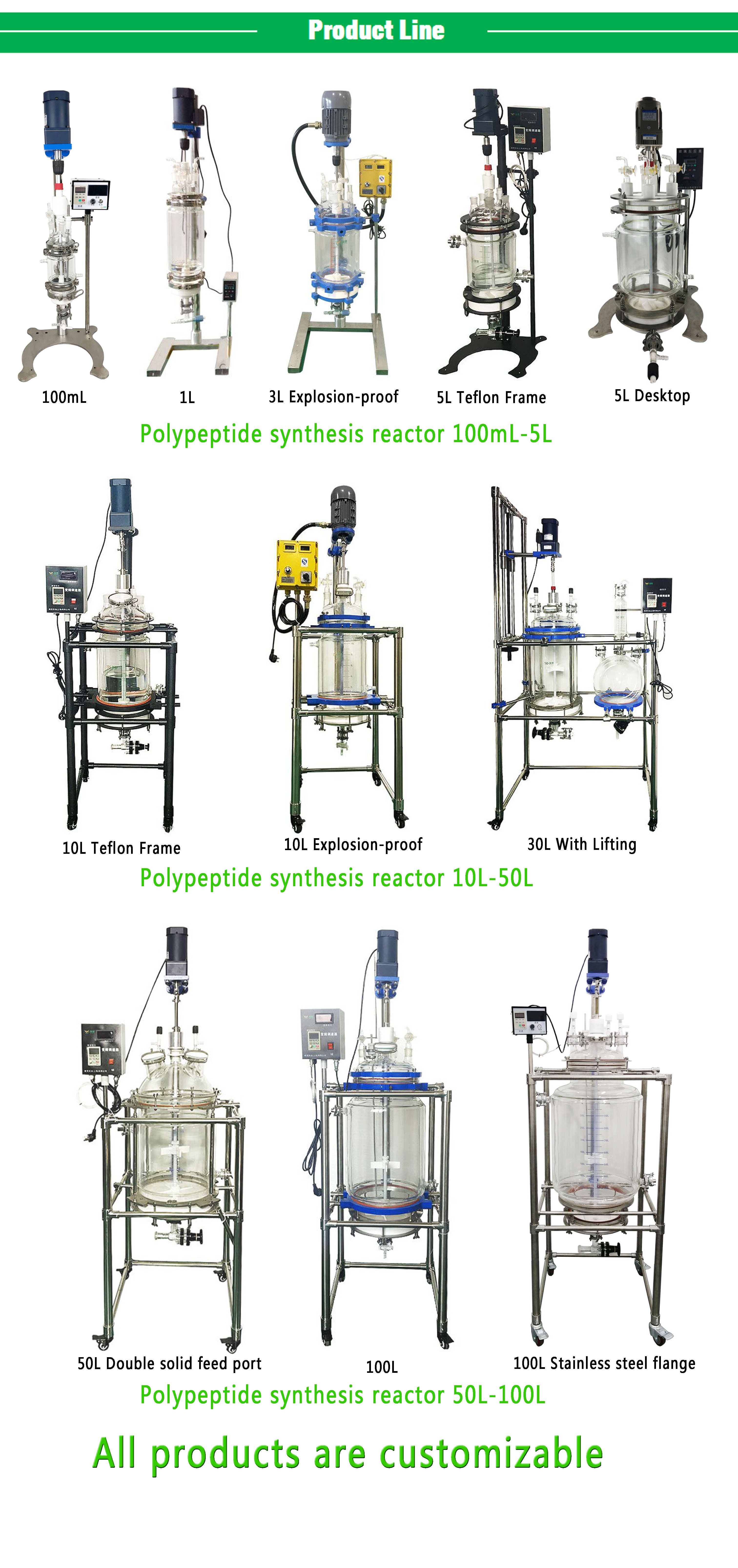 Small Laboratory Scale Polypeptide synthesis Chemical filter Glass Reactor 5L