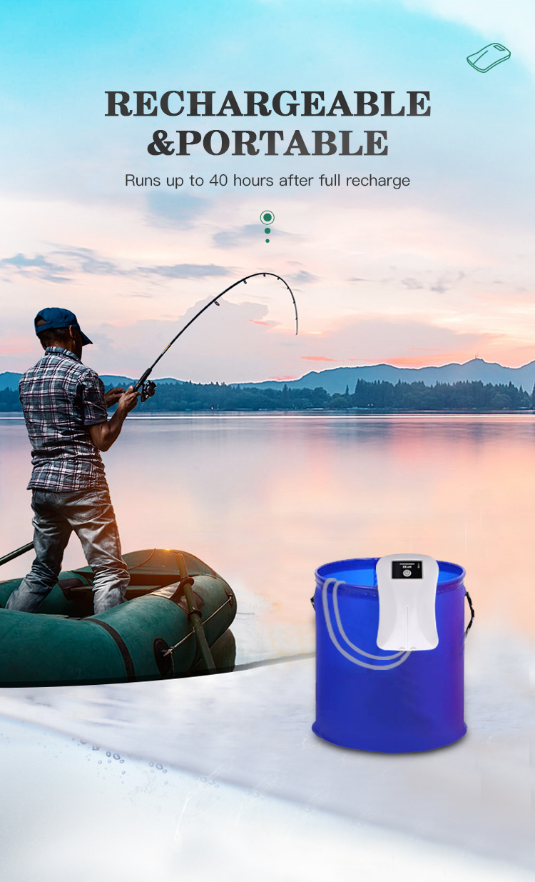 EKAN  Portable and Rechargeable Air Pump with Double/Single air outlet for Fish Tank and Outdoor fishing