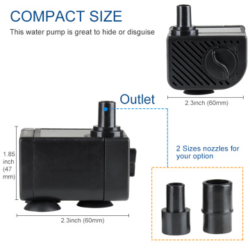 Heto 53GPH nedsänkbar pump (200LPH, 3,5W), 1,6ft höglyft, 6,4ft sladd fontänpump för akvarium, damm, akvarium, hydroponics