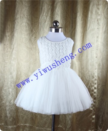 Wholesale girl's white rose dress, princess dress, girl's pretty rose dress