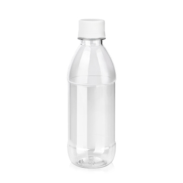 Yuyao Factory OEM labeling 300ml food grade pet plastic drinking water bottles for drinks with screw lid