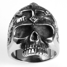 New product custom logo gold cross skull ring
