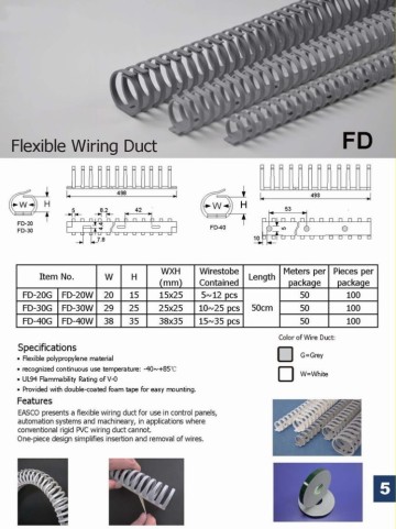 Flexible Trunking with adhesive tape, Flexbile Duct with adhesive tape, Flexible wiring duct with adhesive tape