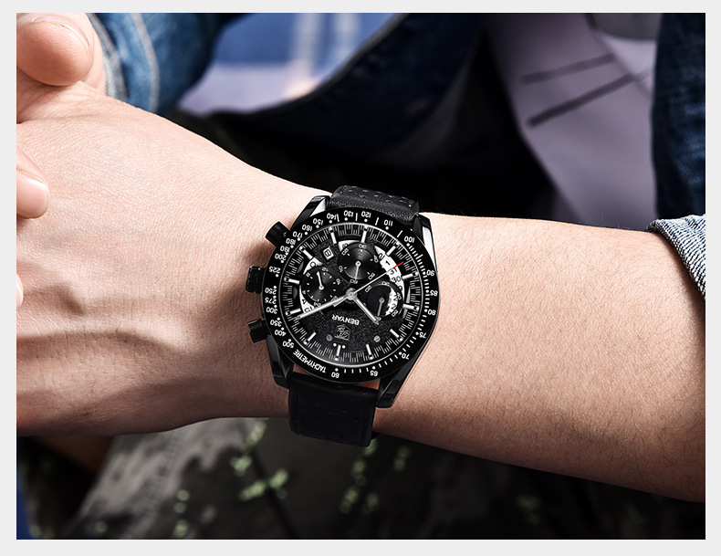 BENYAR Watch Luxury Brand Wristwatch Casual Fashion Men Quartz Watch Chronograph Luxury Military Leather Watch Relogio Masculino