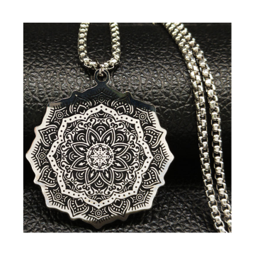 Wicca Lotus Stainless Steel Chain Necklace for Men