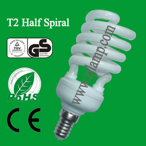 E14 half spiral energy saving lamp tube