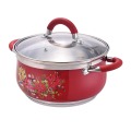 Stainless steel soup pot with flower decal