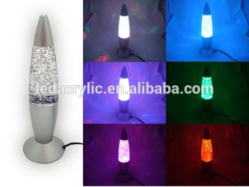 USB Multi Color Changing Lava Lamp LED Glitter Party Mood Night Light