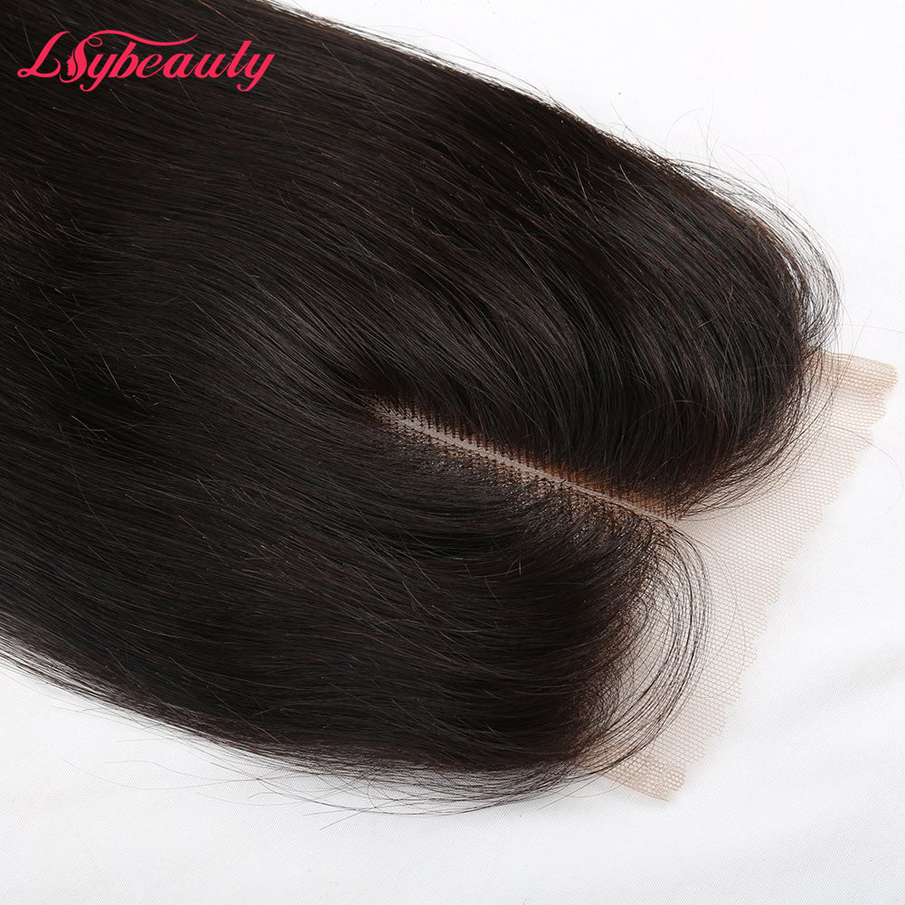 Lsy Beauty Size 4x4 Natural Pre Plucked Brazilian Straight Human Hair Lace Closure Middle Part  Human Hair Lace Top Closure