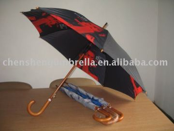 advertising J wooden handle umbrella