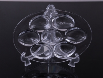 Fancy deviled egg holder pressed glass plate