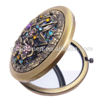 Decorated Pocket Mirror Beautiful Diamond Design Pocket Mirror Custom Logo Compact Mirror