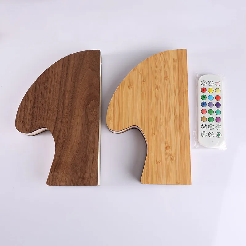 Colorful LED Bamboo Wood Table Lamp with Mushroom Design