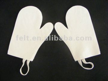 wool felt sauna gloves
