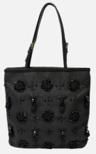 Black luxury beaded embroidered tote bag