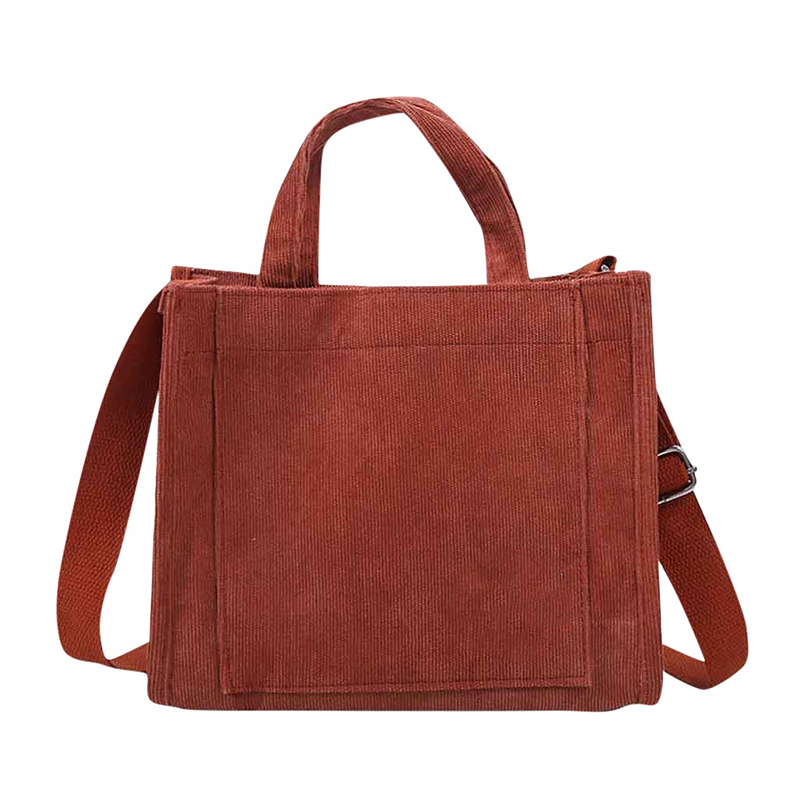 Women Corduroy Handbag Cotton Canvas Zipper Shoulder Bag Casual Tote Female Eco Crossbody Bag Ladies Vintage Messenger Bags