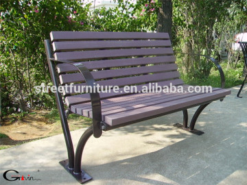 Outdoor HDPE rustic wooden bench with metal legs