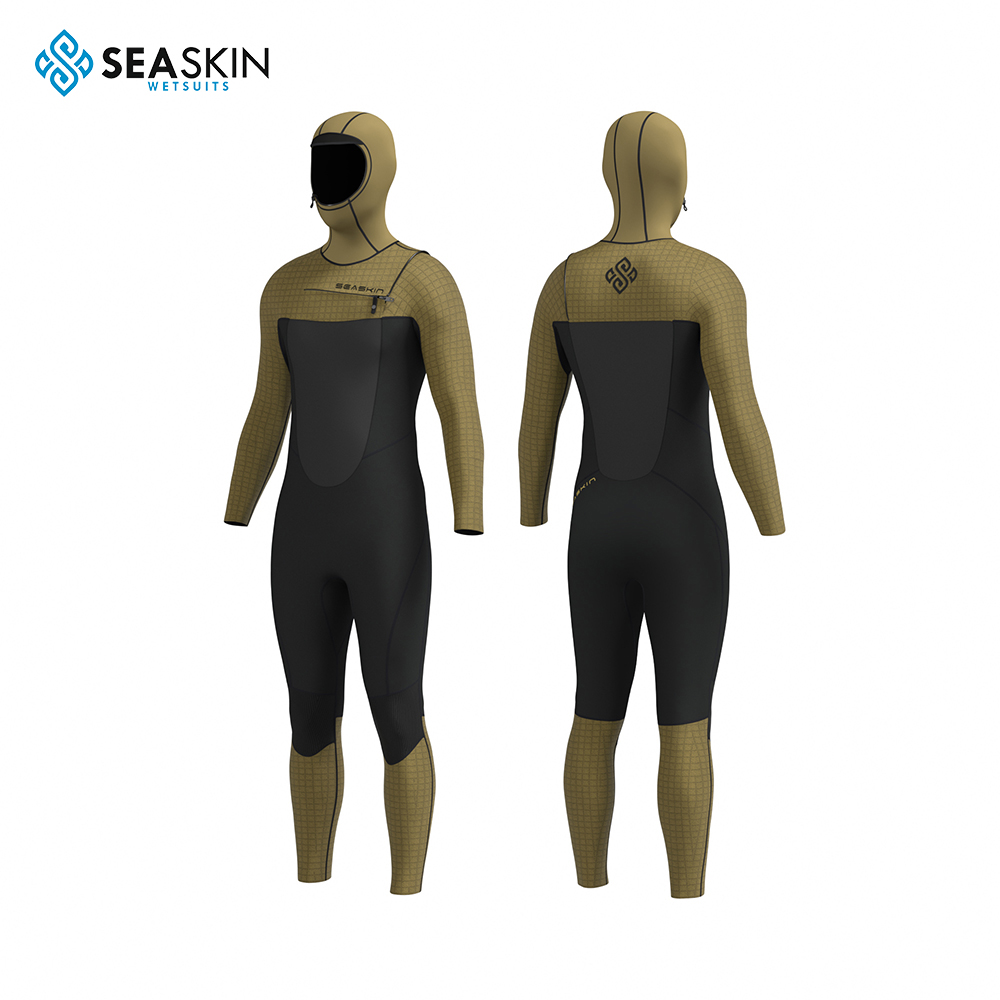 Seaskin Bayan Göğüs Zip 5/4mm kapüşonlu wetsuit