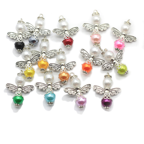 Wholesale Artificial Alloy Wing Charms with Pretty Pearl Beads Craft DIY Jewelry Finding Pendants Necklace Accessories