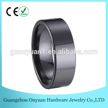 8MM Polished Black Ceramic Ring/Fashionable Black Ceramic Ring/Flat Black Ceramic Ring