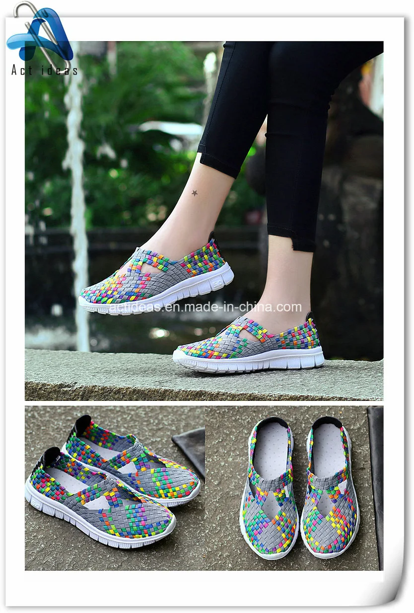 Hot Selling Ladies Flat Casual Shoe Beautiful Ladies Woven Shoes