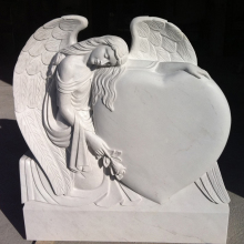 High quality hand carved white marble angel tombstone gravestone