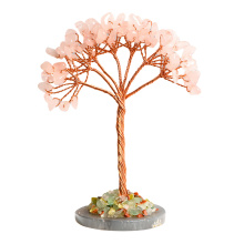 Raw Rose Quartz Raw Stone Copper Tree Agate Base Ornament for Home Decor